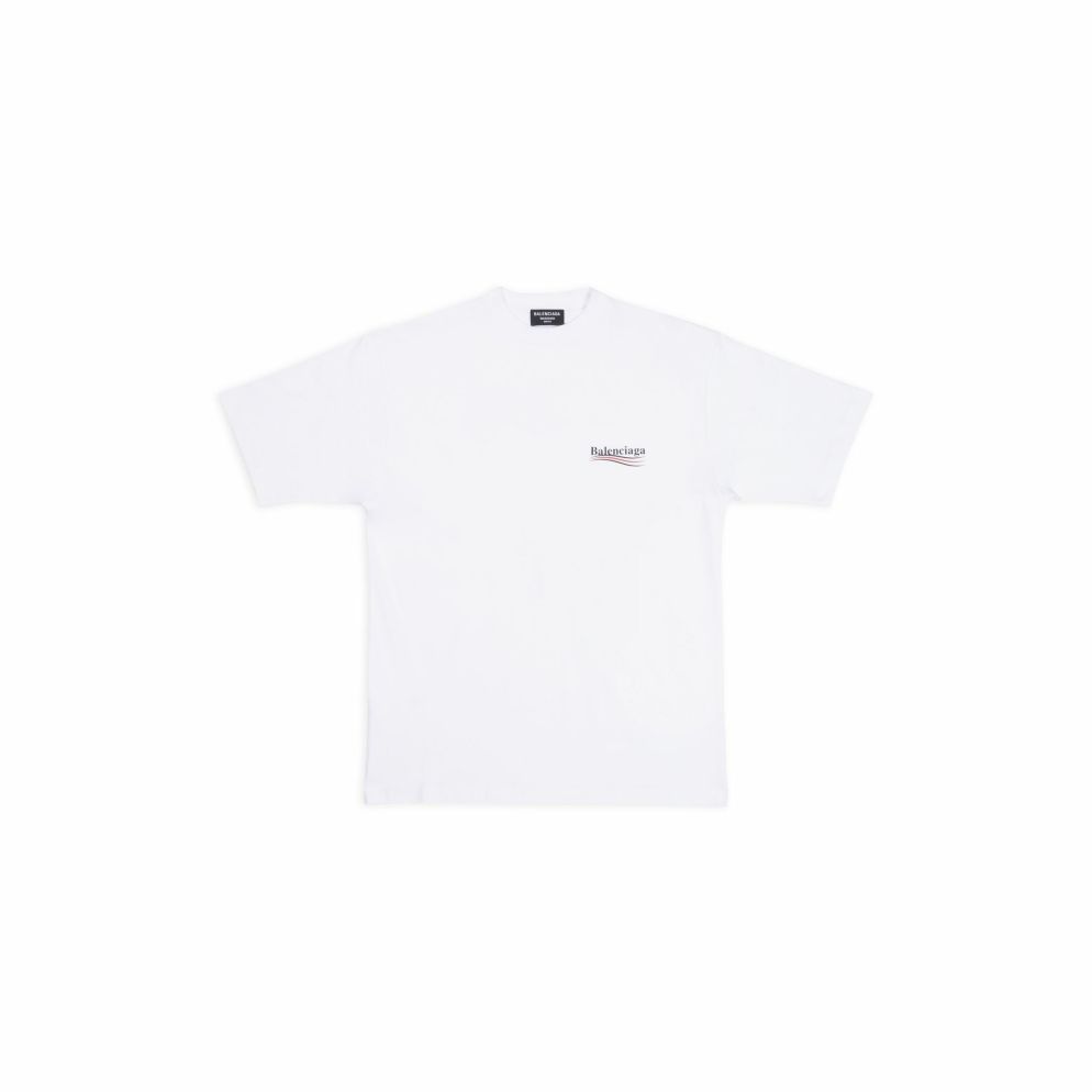 Men Balenciaga T-Shirts | Men'S Political Campaign T-Shirt Large Fit In White