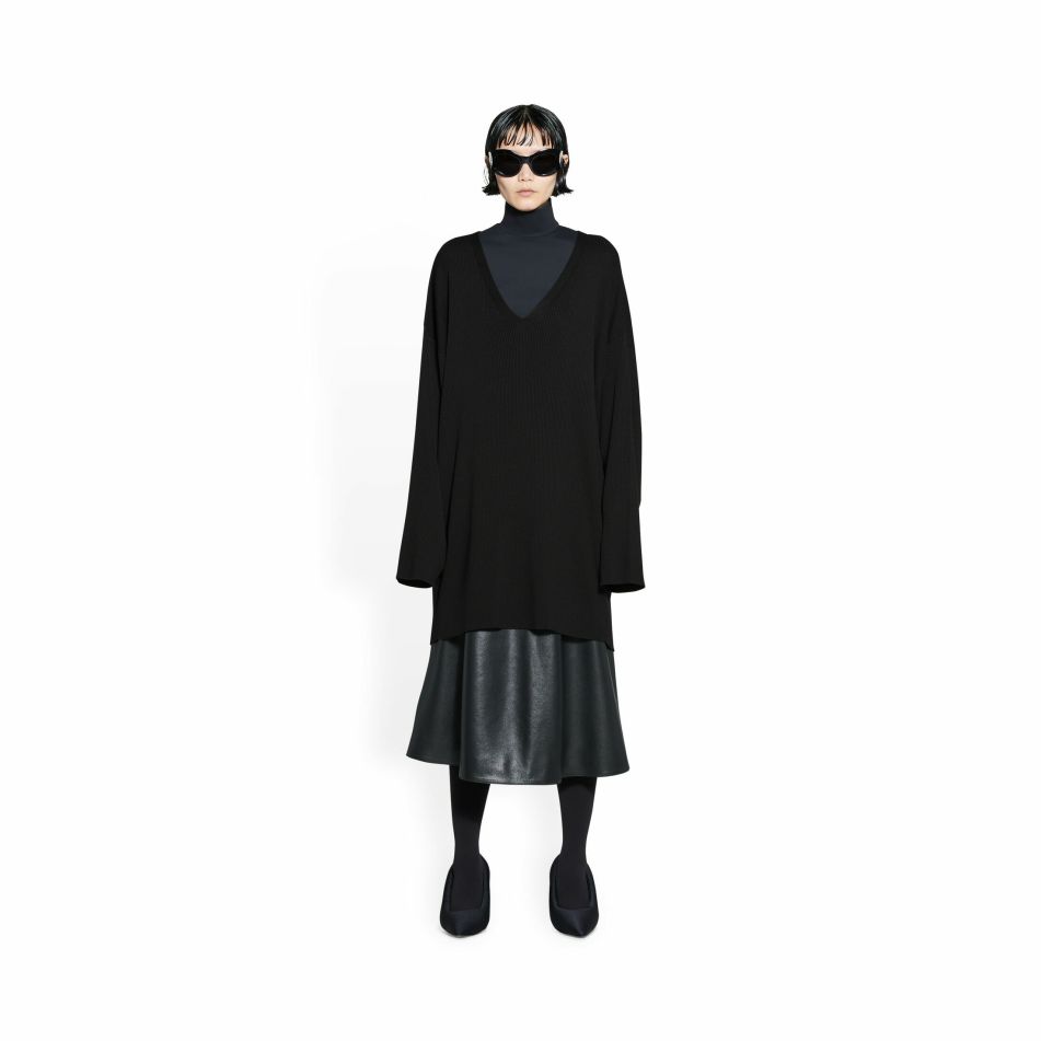 Women Balenciaga Knitwear | Women'S Vareuse Sweaterin Black